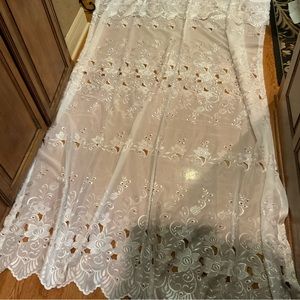 2 Lace Panels Floral Embroidery on White 82” x60”